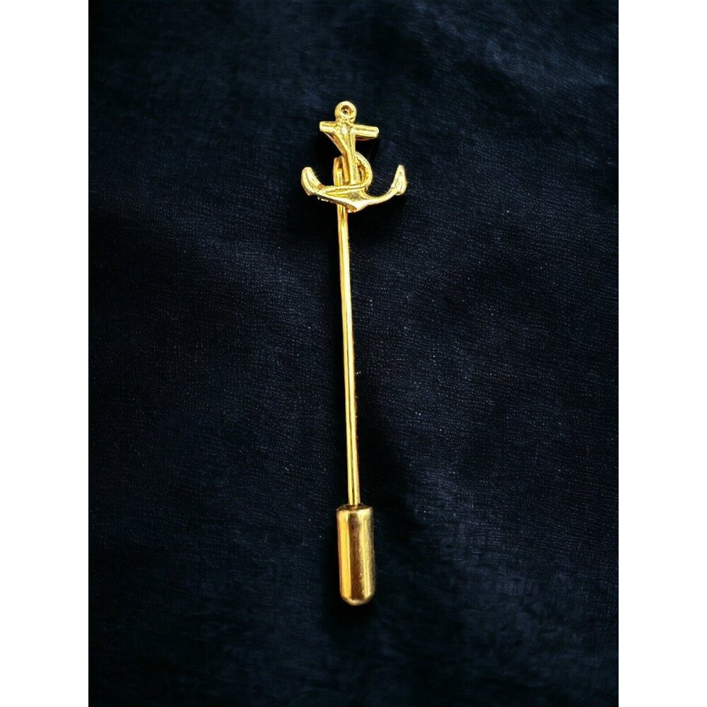 Gold ANCHOR Stick Pin Brooch